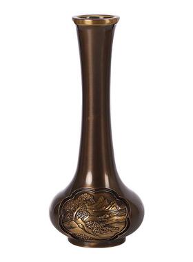 纯黄铜山瓶摆件铜花瓶装饰仿古品WPB花插客厅花家居摆件装水饰工