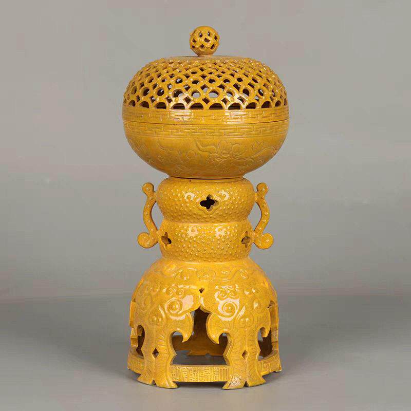 景德镇陶瓷佛具用品仿古旋转脚镂空熏香炉家居寺庙佛堂檀香炉