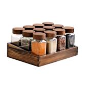 厨房木质调味香料瓶收架撒料瓶收收纳架香料格物盒适用储厨房分纳