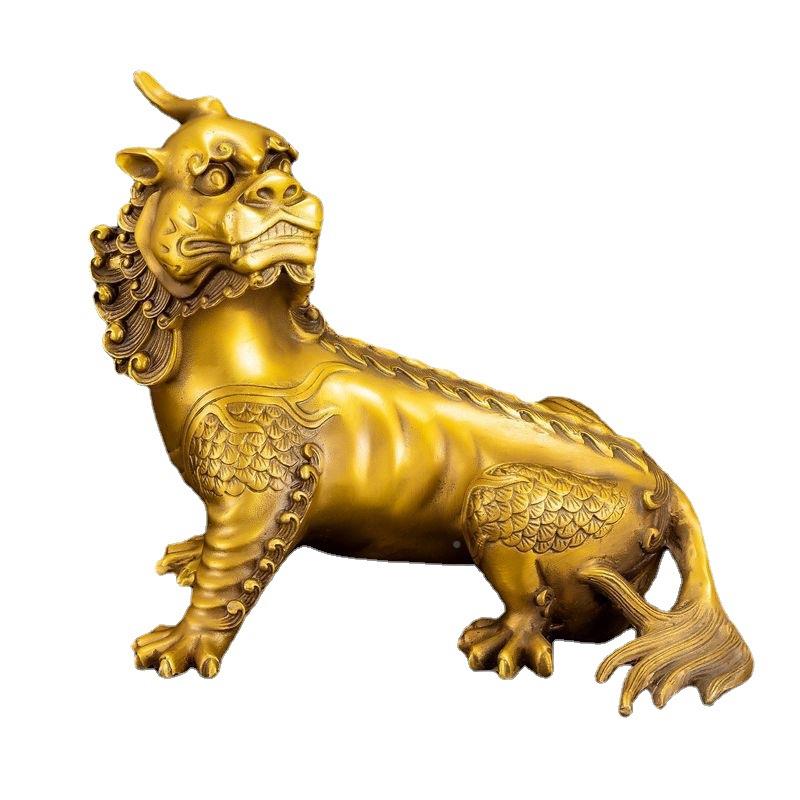 铜纯黄谛听摆件角地藏王铜坐骑独神兽貔貅地听客厅家1-123257居装