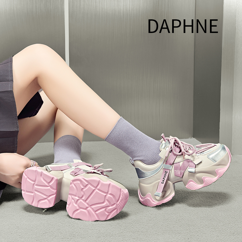 达芙妮小个子厚底轻便老爹鞋女