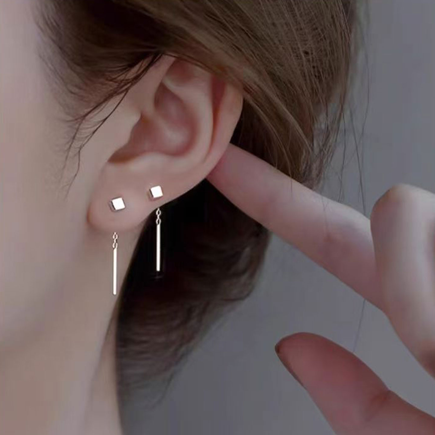 方块流苏耳钱2025新款养耳洞耳饰