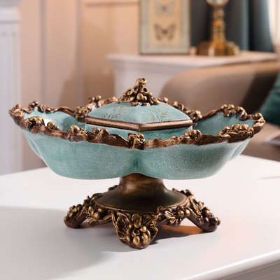 欧式家用干果盘i分格带盖创意美式干果盒糖果瓜子零食盘客厅水果