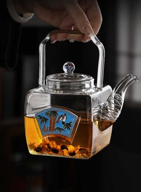 2024新款耐高温煮茶器方形家用烧水F壶泡茶专用加厚高硼硅玻璃茶
