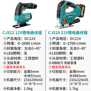 电动锯曲线锯多功能锂电木工工具C电锯家用手持木板线锯小型切割