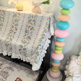 法式小碎花别致钢琴琴键盖布大裙D摆白色花边茶几桌布烤箱防尘布