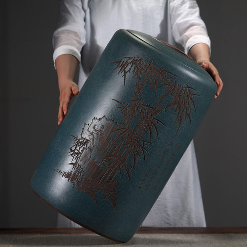 宜兴大号紫砂茶叶罐普洱密封大尺码茶缸原矿储存T散茶饼罐醒茶陶