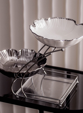 玄关入户托盘装饰品摆件家居饰品D轻奢果盘多层茶几客厅桌面收纳