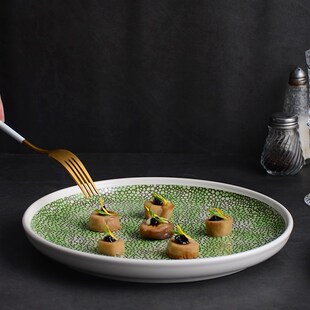 创意冷菜摆盘中餐厅圆形西餐盘酒店意境菜L餐具盘子轻奢餐盘刺身