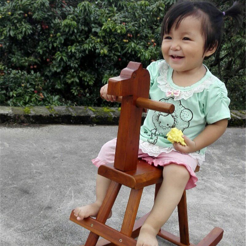 儿童复古实木制宝宝木摇摇马椅馬岁欧美风摄影房间