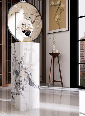 客厅落地大理石雕塑摆台玄关电视柜沙发旁装饰品岩板架底座