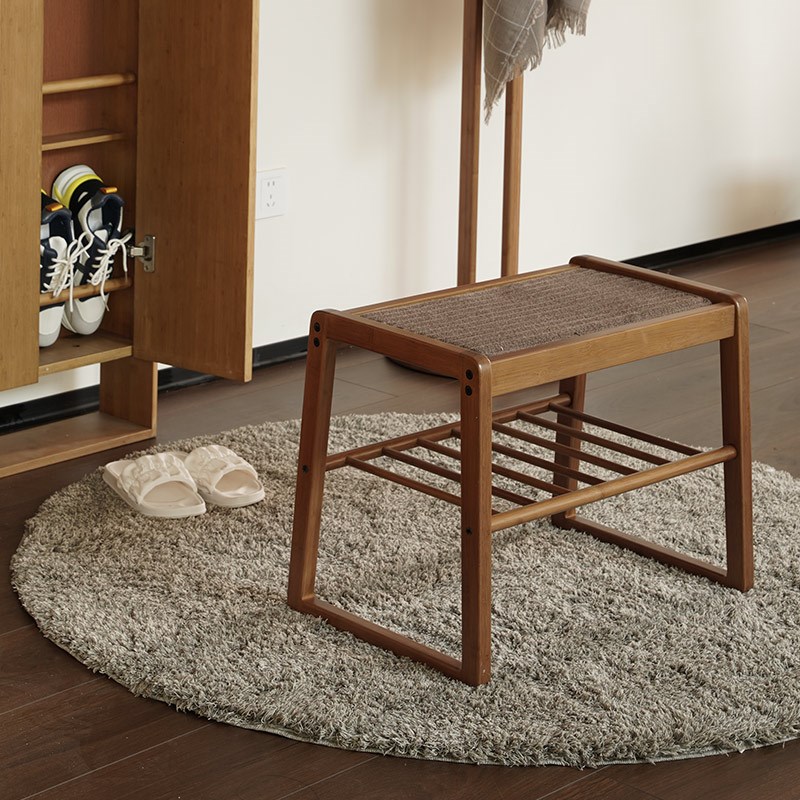 楠竹木鞋柜家用门口换鞋凳鞋架一体进门可坐穿鞋凳多层入户鞋架子