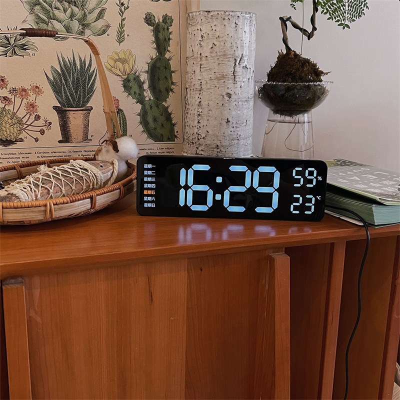(挂立电子闹钟)桌面多功能LED长方形大屏幕大字体挂墙时钟