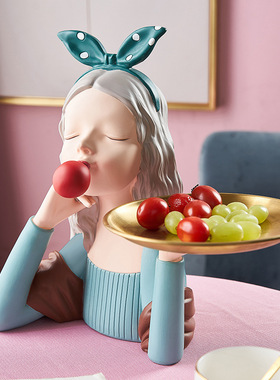 创意泡泡女孩休闲食品盘盘客厅茶几超市散称零食区美陈