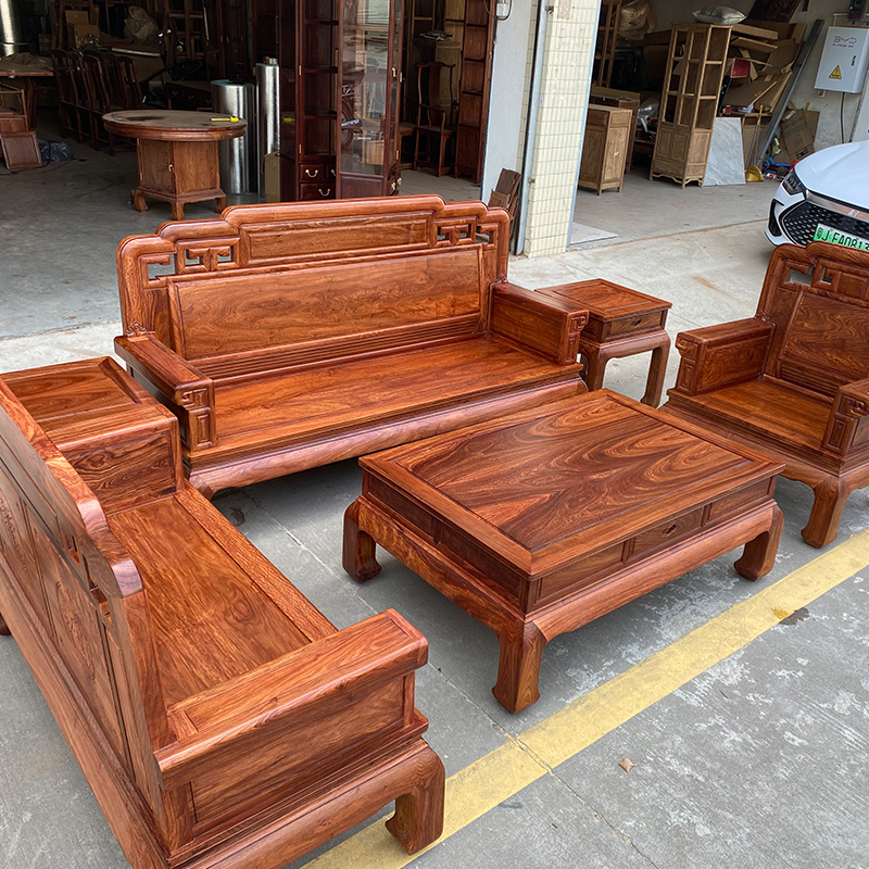红木沙发刺猬紫檀国色天香三人位椅六件客厅花梨木家具