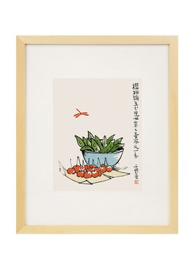 丰子恺水墨画 雅趣书房挂画 实木装裱 读库正 旁白装饰画