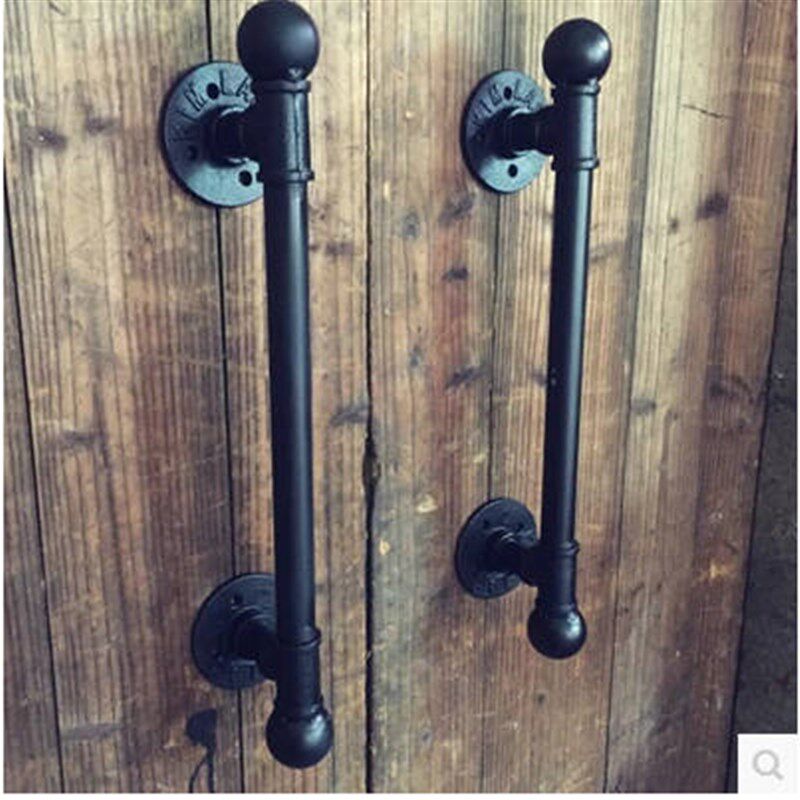 订做中式仿古黑色地弹门淋浴房木质玻璃门推拉门大门大拉手把手