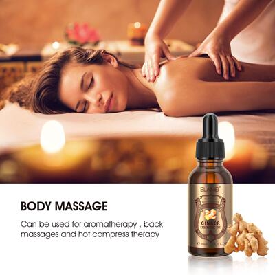 跨境ELAIMEL生姜精油massage oil身体发热精油推背通经络按摩油