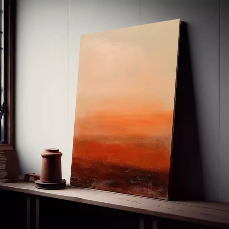 《橙心橙意》现代简约抽象客厅装饰画侘寂风餐厅卧室玄关竖版挂画