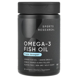 美国Sports Research Omega-3 鱼油Triple Strength90 粒软凝胶