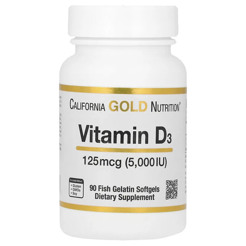 美国California Gold Nutrition维生素 D3鱼明胶软凝胶养护关节
