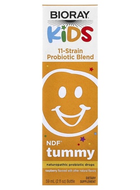 Bioray儿童NDF Tummy11 种菌株益生菌混合物树莓味，260 毫升