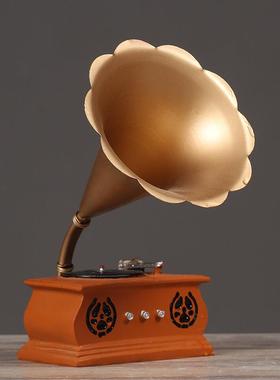 怀旧复古唱片机留声机模型橱窗摆件咖啡厅酒吧客厅装饰品摄影道具