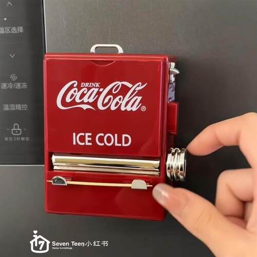 可乐贩卖机牙签盒个性磁吸装饰冰箱贴贩卖机造型按压式牙签收纳筒