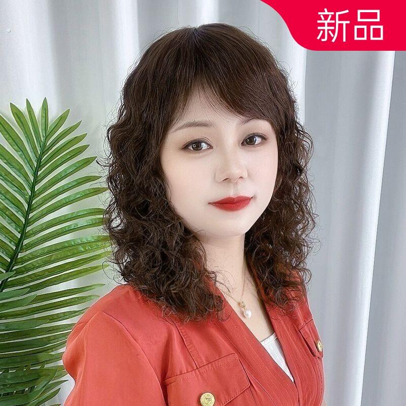 女中长卷发大波浪头套中老年妈妈真发发套羊毛卷逼真自然全头套