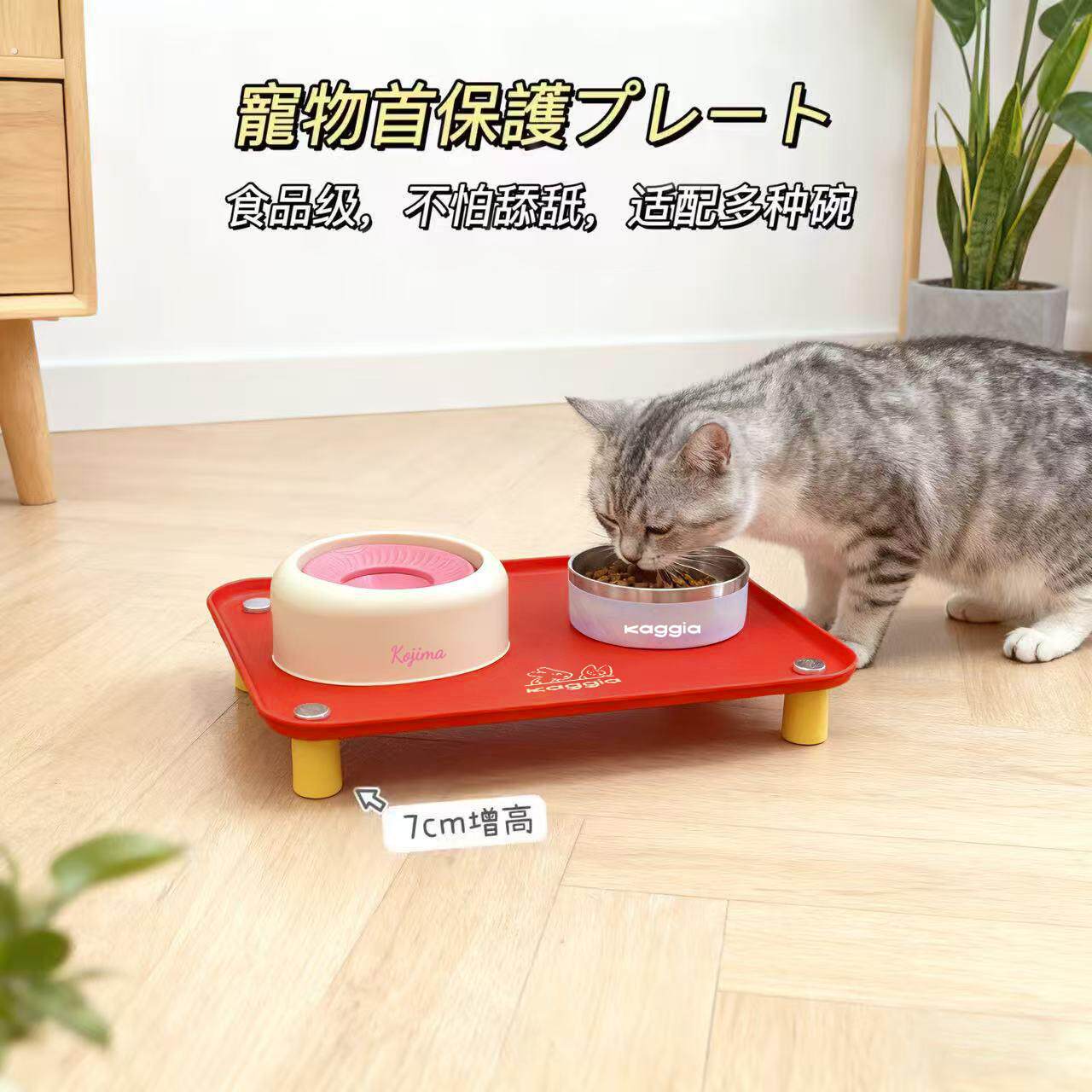 咖家宠物猫狗餐盘护颈防漏食防打翻大容量高脚防水防漏易清洗