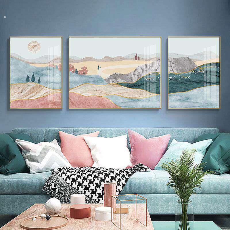 现代简约风抽象客厅装饰画酒店大厅清新风景挂画卧室书房壁画