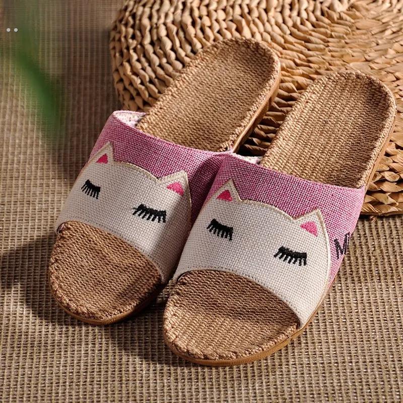 8岁儿童凉拖鞋夏4宝宝女童亚麻9室内棉麻7亲子一家三口拖鞋男童布