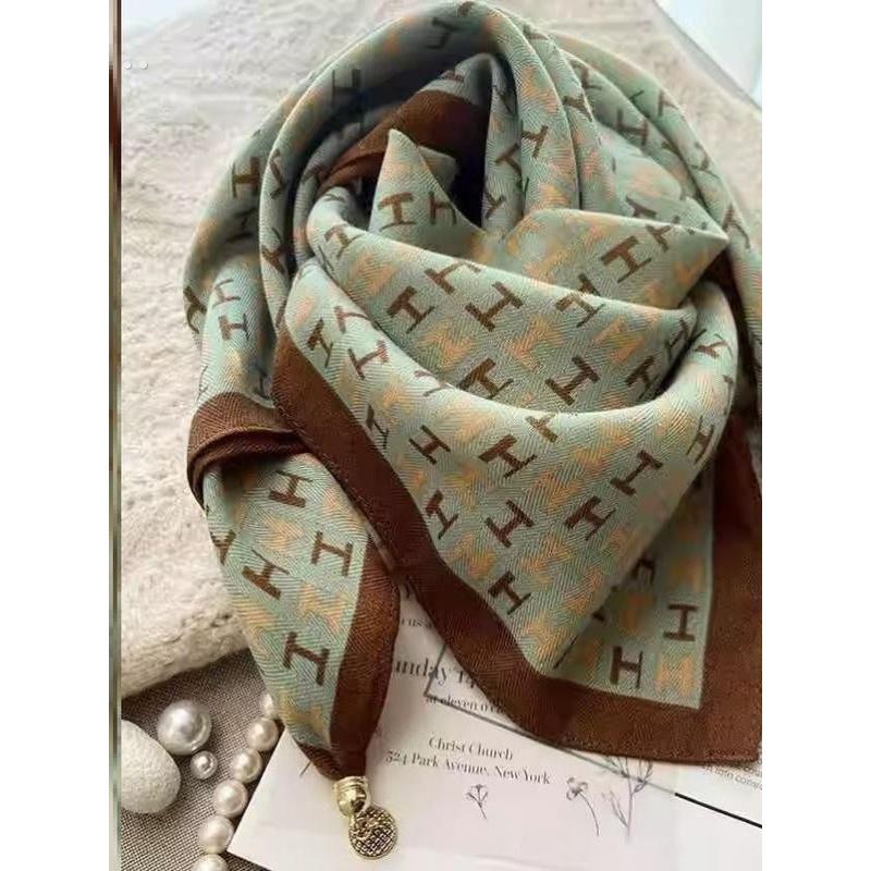 丝巾女方巾丝巾女2025新款磁吸扣护颈小围巾女秋冬季棉麻脖子围脖