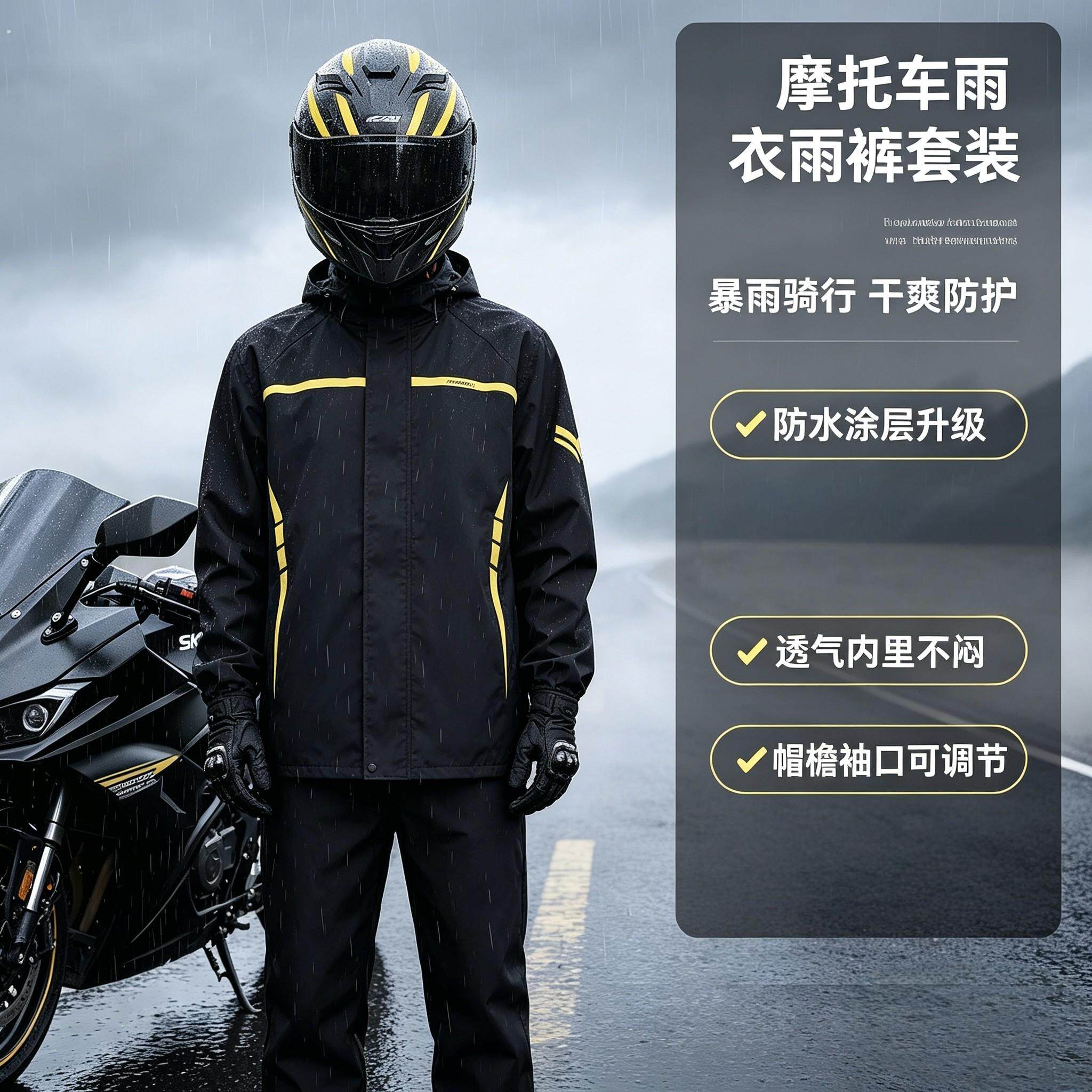 摩托车骑行服雨衣骑行套装男款全身防暴雨分体式骑车外卖骑手专用