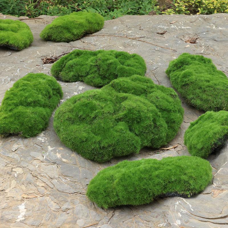 仿真苔藓块植毛石头大小搭配造景装饰青苔石青苔草坪植绒摆件