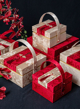 2025新款伴娘伴手礼盒空盒宾客手提绸缎礼品盒结婚喜糖盒子包装盒