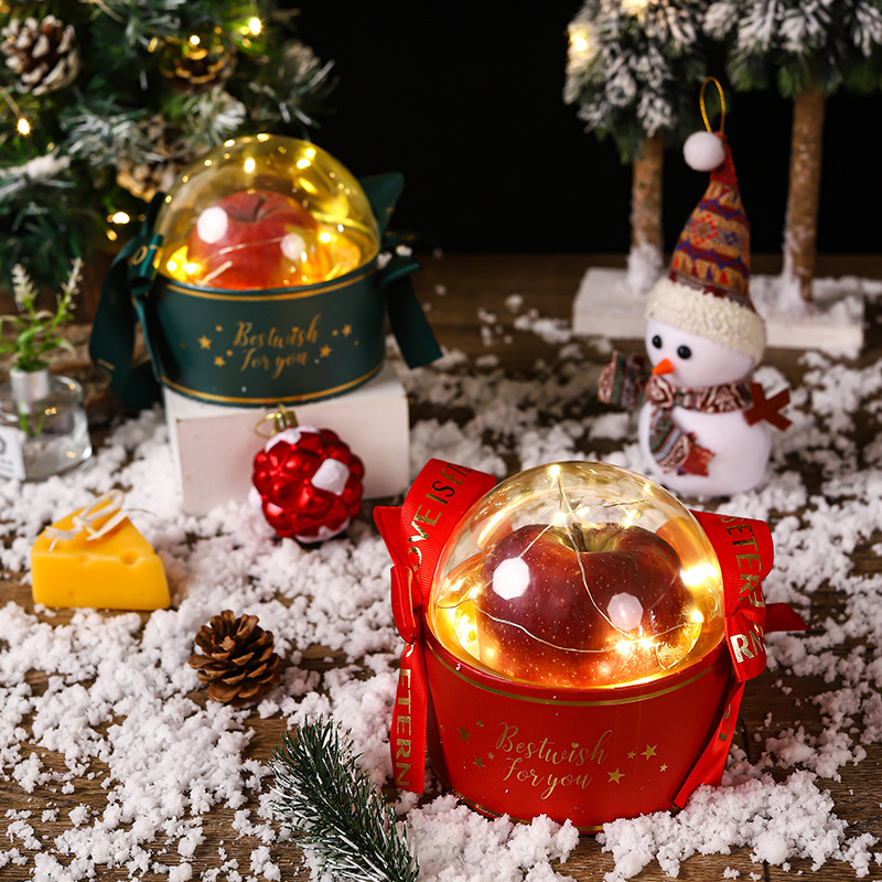 圣诞节苹果盒圣诞透明礼物盒苹果礼盒创意平安夜平安果礼盒包装盒