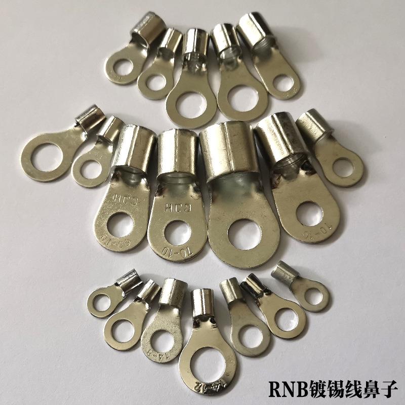 RNB5.5-4镀锡紫铜冷压接线端子M4.3螺口O型圆形裸端子铜鼻子线耳