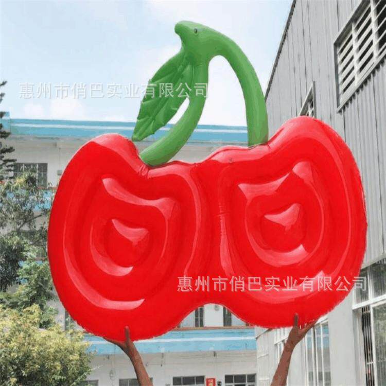 直销PVC充气樱桃浮排吹气车厘子浮床成人水上水果造型大水垫
