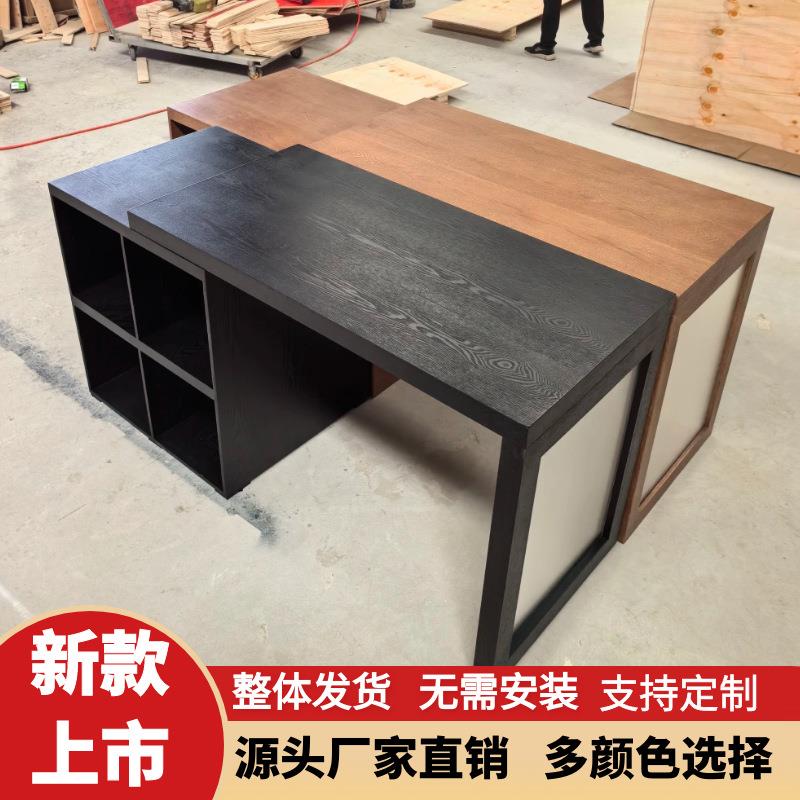 服装店中岛台展示柜女装店铺中间摆放流水双面储物新款实木可伸缩