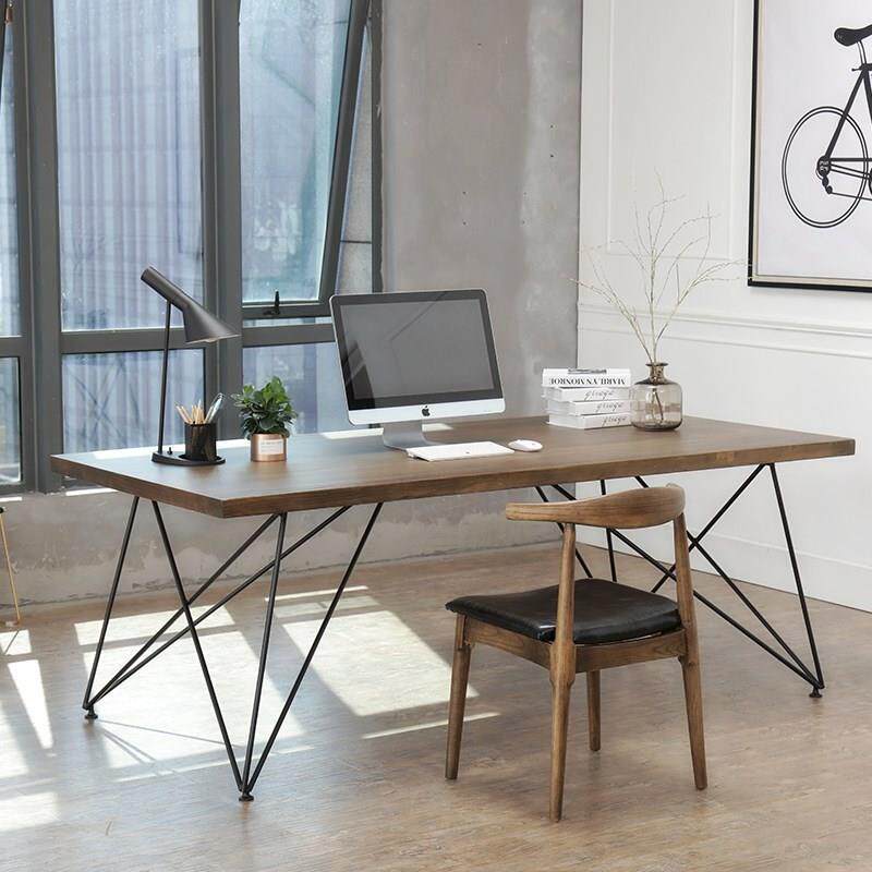 欧式铁艺实木办公桌椅组合家用书房桌子小户型创意电脑桌办公桌