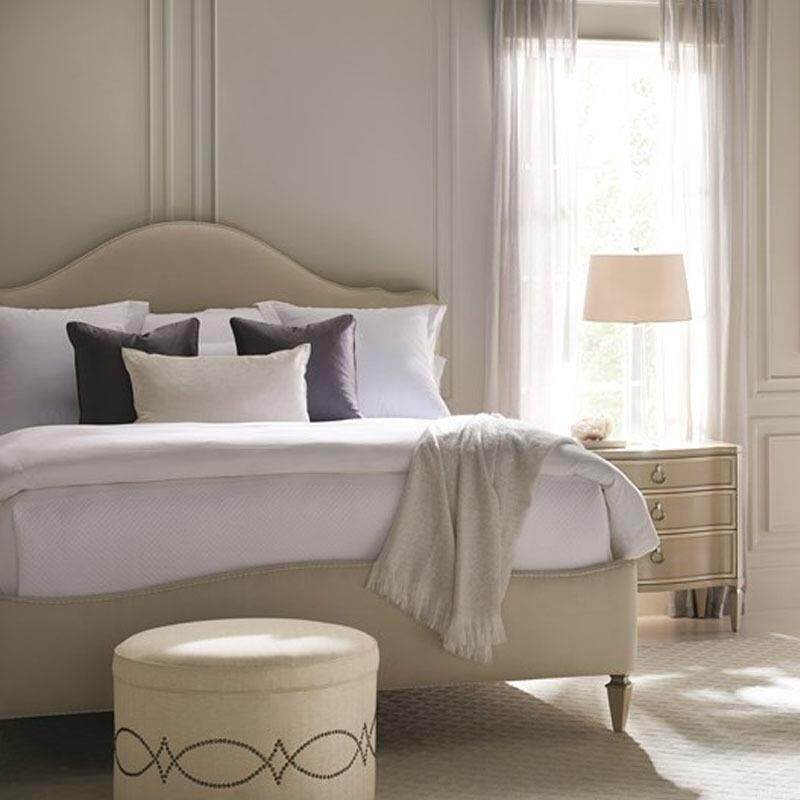 美式乡村布艺双人床雕花轻奢公主床现代简约香槟色床头柜卧室家具