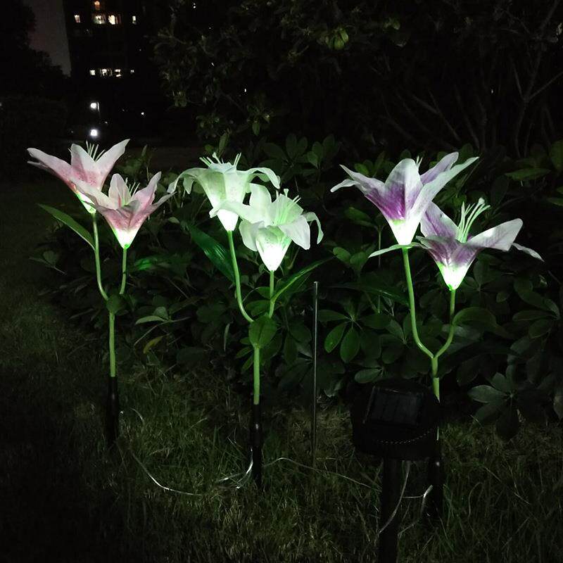 太阳能百合花灯户外装饰草坪灯仿真地插灯花园别墅装饰庭院景观灯