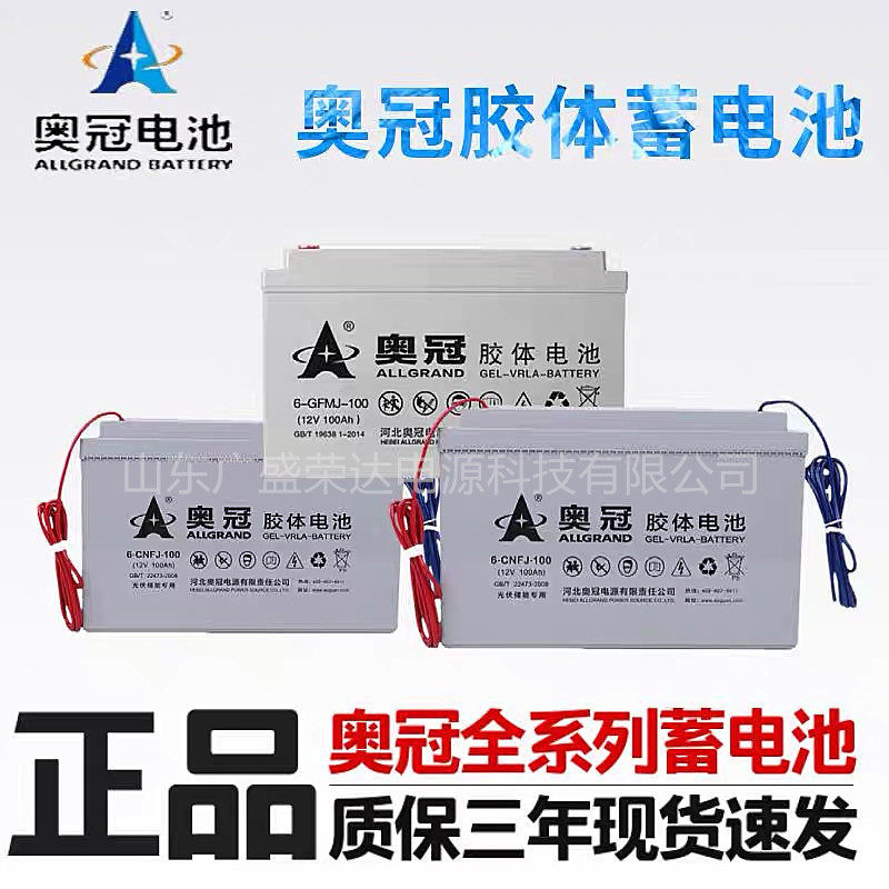 奥冠胶体蓄电池12V65AH100AH150A200A充电铅酸光伏太阳能路灯监控