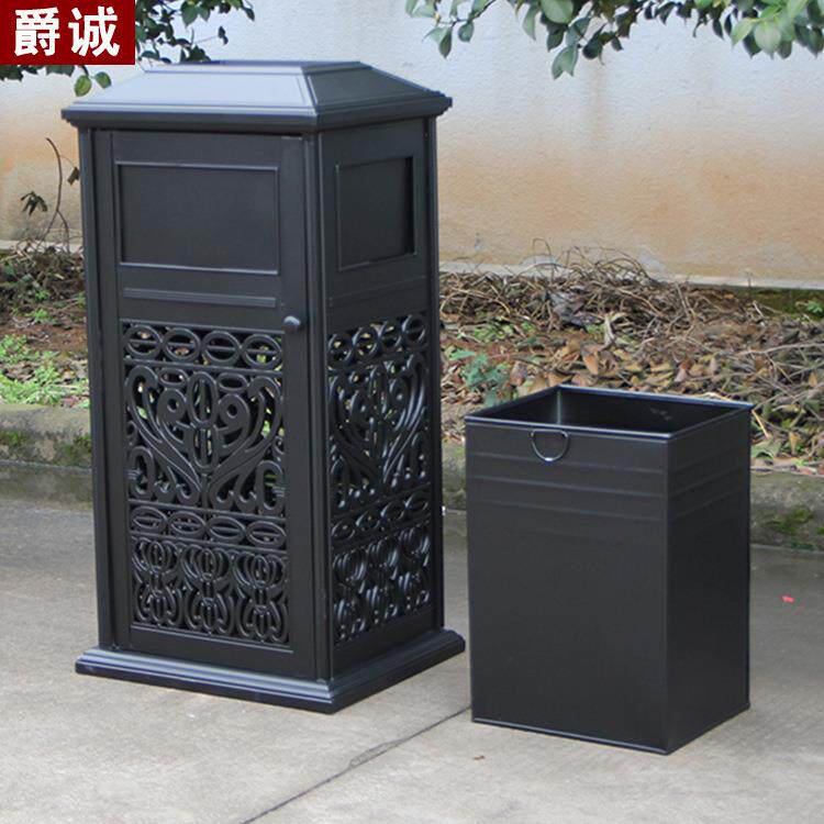 直销室外铸铝垃圾桶花园别墅铸铁垃圾箱欧式庭院铝板垃圾桶