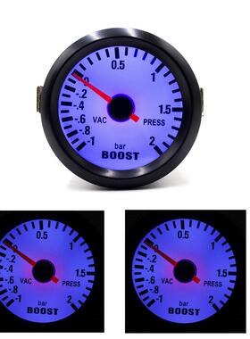 汽车12V通用改装52mm蓝色LED涡轮增压表bar涡轮表增压表