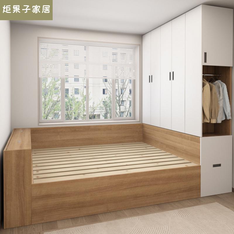小户型高箱榻榻米带书桌床衣柜一体床组合板式小房间多功能单人床