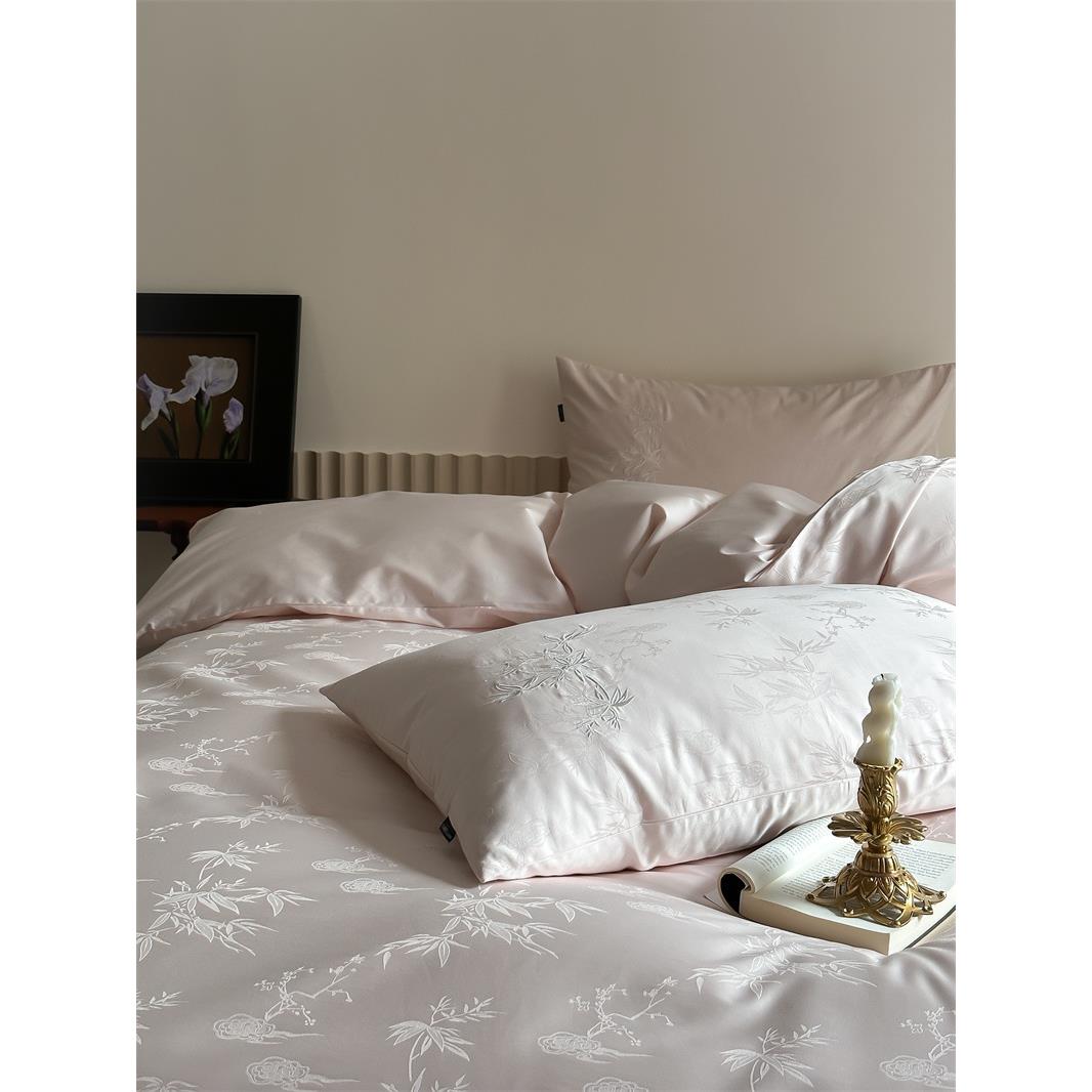 东方古典新中式100支提花长绒棉四件套全棉贡缎床单纯棉床上用品