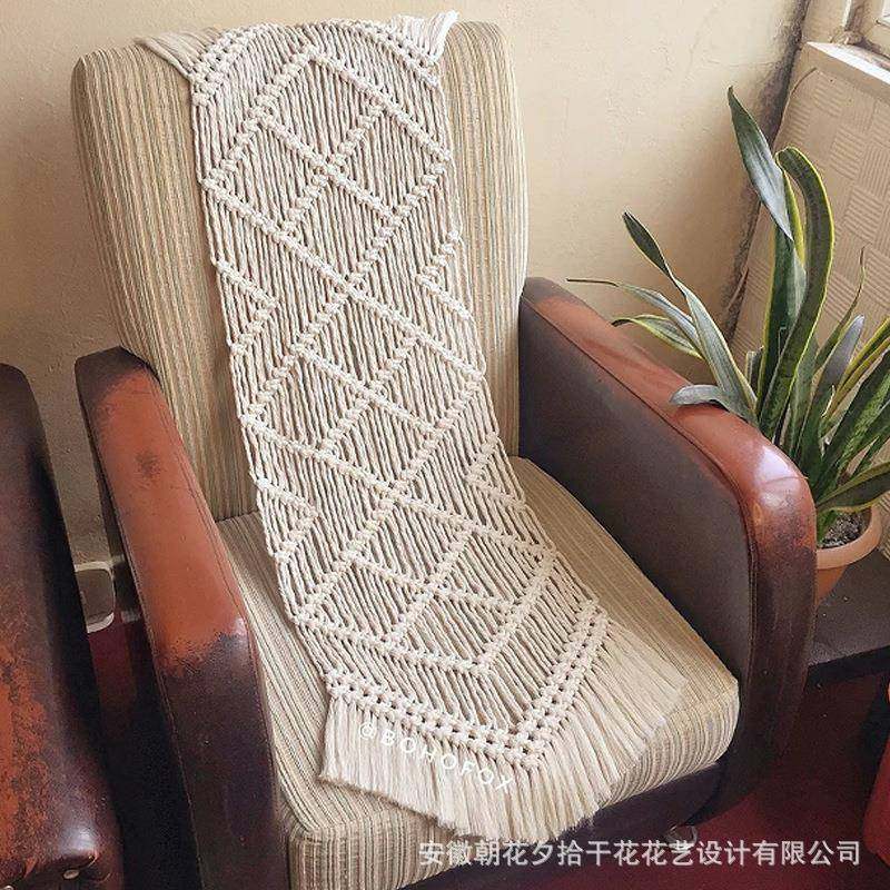 北欧新款手工菱形提花桌旗桌毯茶几餐桌桌布轻奢高端名宿