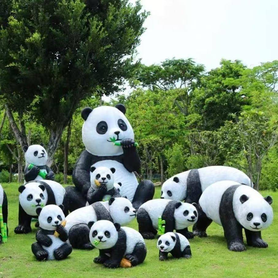 玻璃钢仿真大熊猫模型玻璃钢雕塑花园庭院户外摆件园林动物景观主